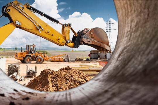 Excavator on a construction site